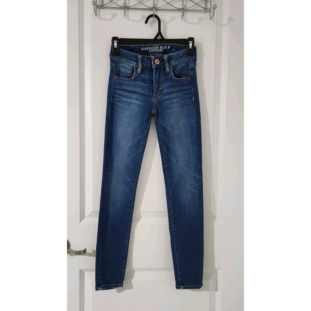 American Eagle Women's Blue Jeans Pants Super Stretch Jeggings Size 00 Short